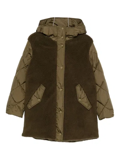 Herno Hooded Long Length Two-tone Jacket In Brown