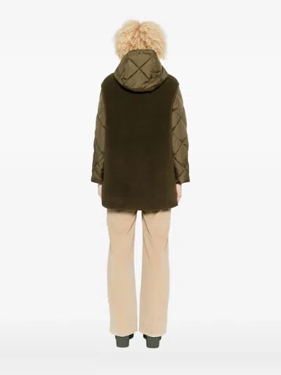 Herno Hooded Long Length Two-tone Jacket In Brown