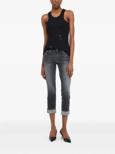 Liu •jo Cropped Slim Fit Jeans With Five-pocket Design In Blue