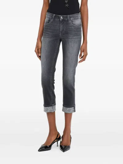 Liu •jo Cropped Slim Fit Jeans With Five-pocket Design In Blue