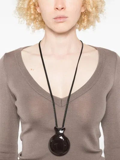 Lemaire Long-sleeve V-neck Sweater In Brown