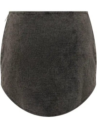 Diesel Denim Mini Skirt With Oval D Logo In Black