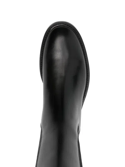 Anna F Elasticated-panel Leather Boots In Black