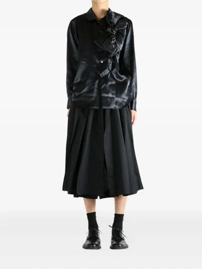 Comme Des Garçons Satin Ruffled Blouse In Black