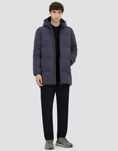 Herno Matte Blue Padded Jacket With Down Filling And Striped Quilting In Blue