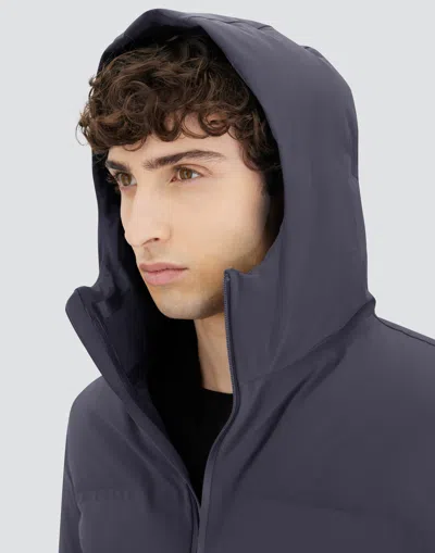 Herno Matte Blue Padded Jacket With Down Filling And Striped Quilting In Blue