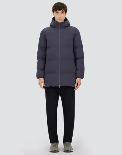 Herno Matte Blue Padded Jacket With Down Filling And Striped Quilting In Blue