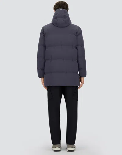Herno Matte Blue Padded Jacket With Down Filling And Striped Quilting In Blue