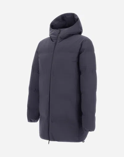 Herno Matte Blue Padded Jacket With Down Filling And Striped Quilting In Blue