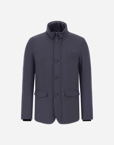 Herno Padded Jacket With High Neck And Pockets In Blue