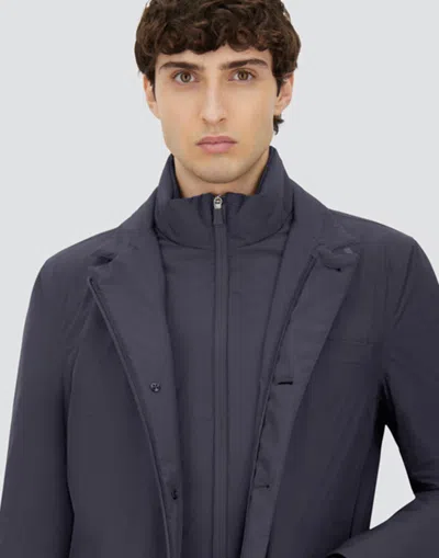 Herno Padded Jacket With High Neck And Pockets In Blue