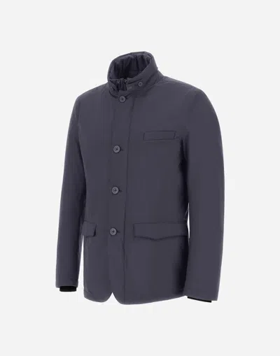 Herno Padded Jacket With High Neck And Pockets In Blue