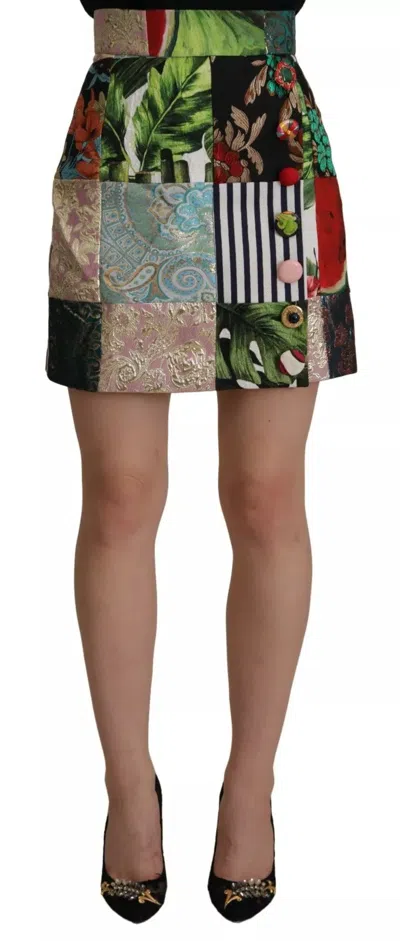 Dolce & Gabbana Multicolor Patchwork A-line Polyester Skirt In Multi