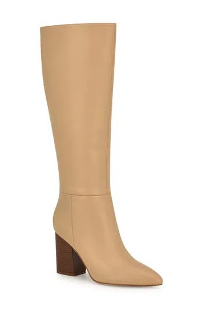 Nine West Peachey Pointed Toe Knee High Boot In Gold