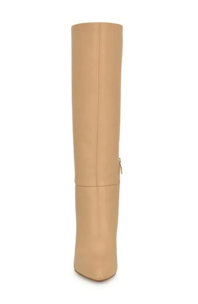 Nine West Peachey Pointed Toe Knee High Boot In Gold