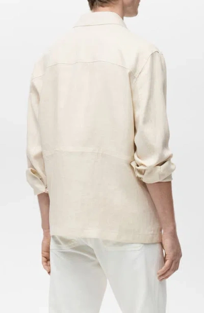 Mango Linen Overshirt With Pockets In Neutral