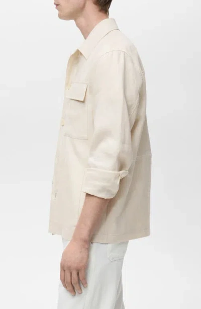 Mango Linen Overshirt With Pockets In Neutral
