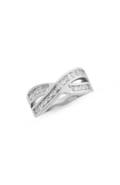 Nordstrom Rack Cubic Zirconia Channel Set Crossover Ring In Silver