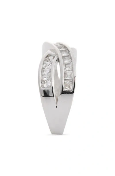 Nordstrom Rack Cubic Zirconia Channel Set Crossover Ring In Silver