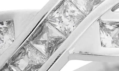 Nordstrom Rack Cubic Zirconia Channel Set Crossover Ring In Silver