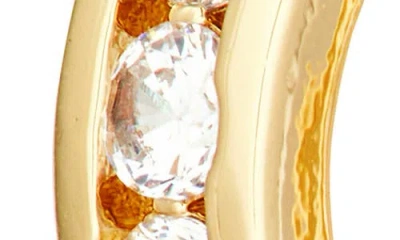 Nordstrom Rack Set Of 2 Demi-fine Cubic Zirconia Huggie Hoop Earrings In Gray