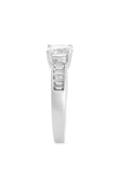 Nordstrom Rack Baguette Flanked Cubic Zirconia Solitaire Ring In Metallic