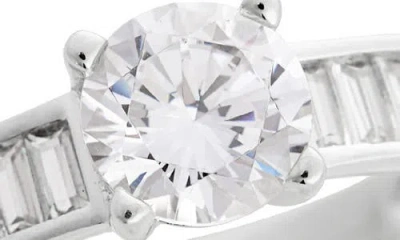 Nordstrom Rack Baguette Flanked Cubic Zirconia Solitaire Ring In Metallic
