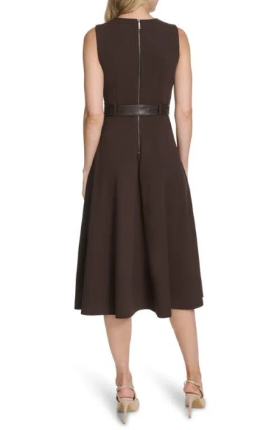 Calvin Klein Women's Belted A-line Midi-dress In Brown