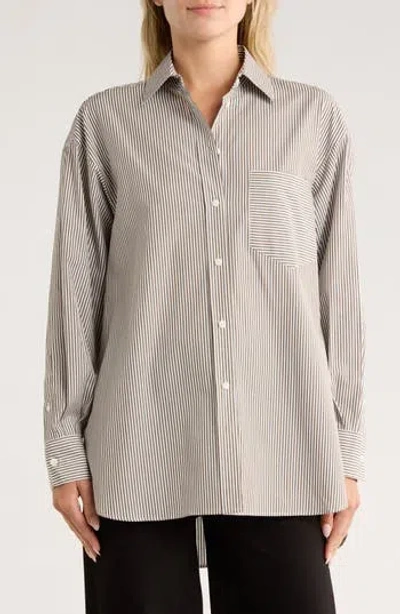 Rag & Bone Maxine Stripe Oversize Poplin Button-up Shirt In Gray