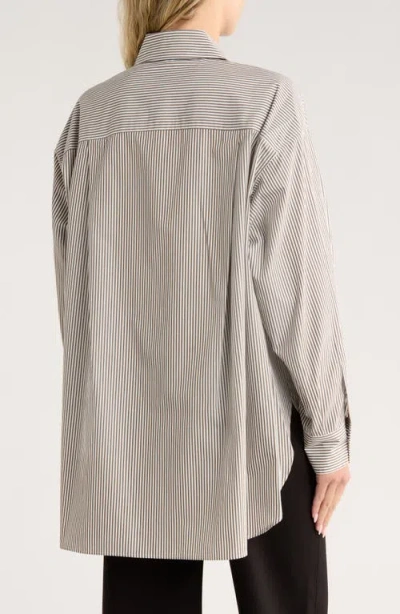 Rag & Bone Maxine Stripe Oversize Poplin Button-up Shirt In Gray
