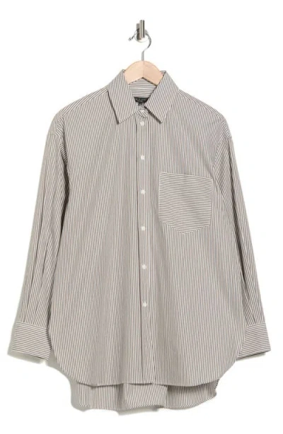 Rag & Bone Maxine Stripe Oversize Poplin Button-up Shirt In Gray