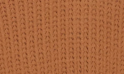 Elie Elie Tahari Mock Neck Pointelle Sweater In Brown