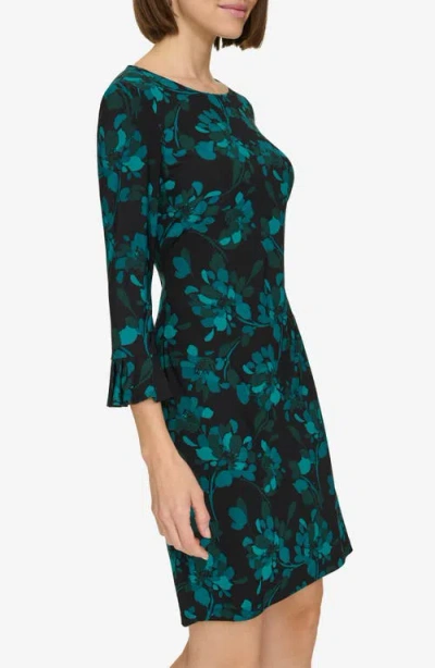 Tommy Hilfiger Pleated Sleeve Jersey Dress In Multi