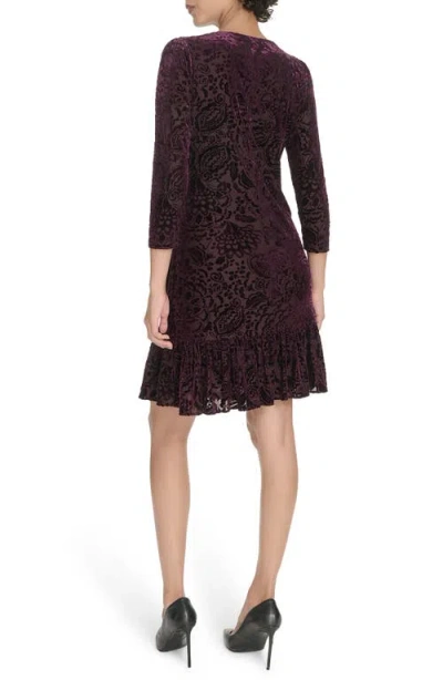 Tommy Hilfiger Women's Crewneck Ruffled Hem Dress In Burgundy