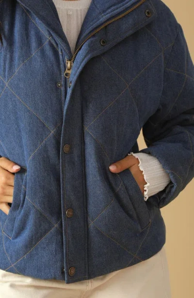 Flying Tomato Quilted Denim Jacket In Blue
