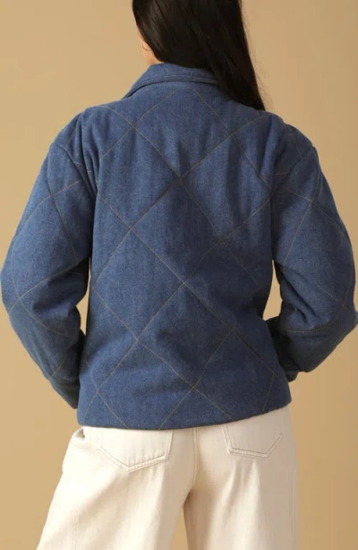 Flying Tomato Quilted Denim Jacket In Blue
