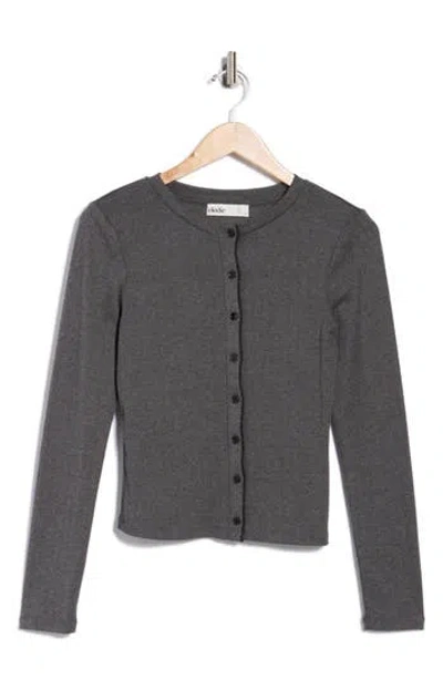 Elodie Pointelle Stitch Button-up Top In Gray