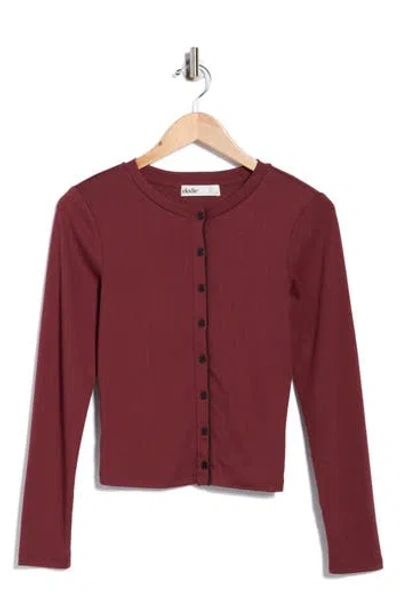Elodie Pointelle Stitch Button-up Top In Burgundy