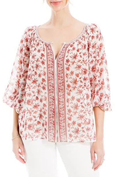 Max Studio V-neck Long Sleeve Georgette Top In Multi