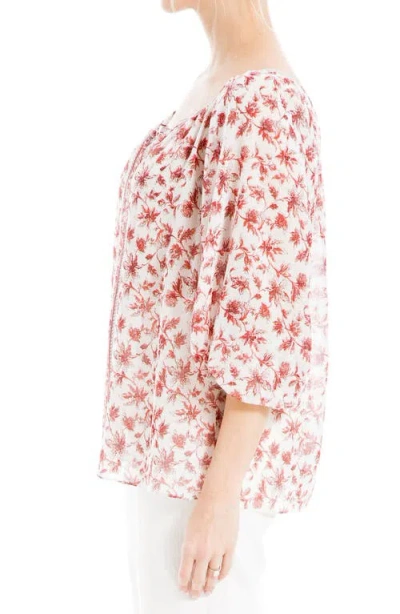 Max Studio V-neck Long Sleeve Georgette Top In Multi