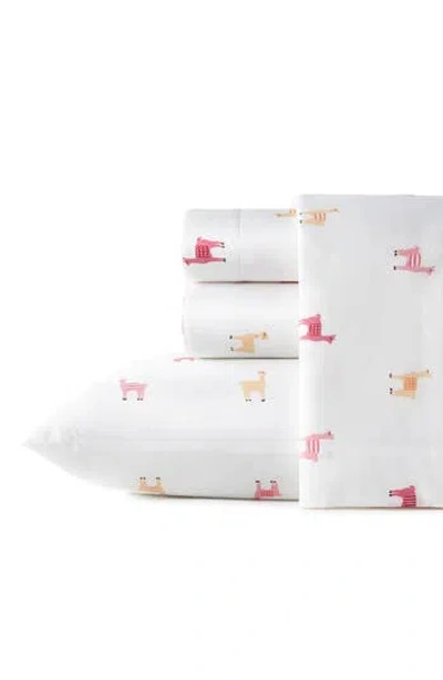 Poppy & Fritz Poppy And Fritz Miss Llama 200 Thread Count Cotton Percale Sheet Set In White