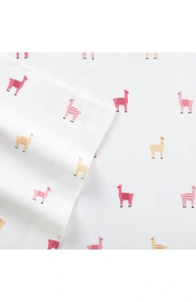 Poppy & Fritz Poppy And Fritz Miss Llama 200 Thread Count Cotton Percale Sheet Set In White