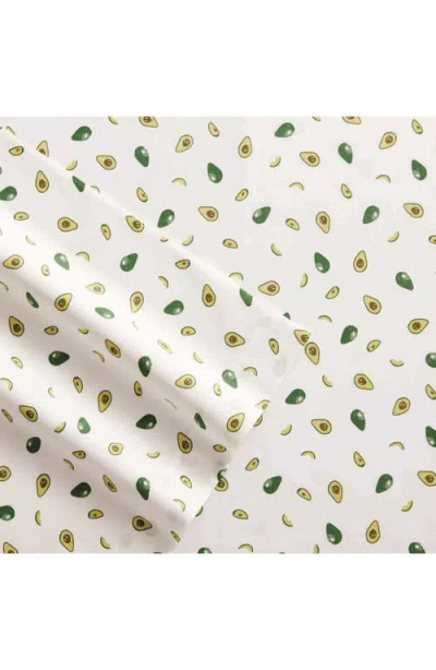 Poppy & Fritz Poppy And Fritz Avocado Print 200 Thread Count Cotton Percale Sheet Set In Green