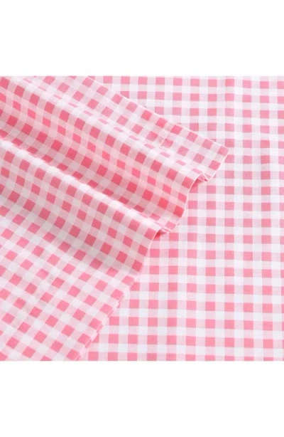 Poppy & Fritz Poppy And Fritz Gingham Plaid 200 Thread Count Cotton Percale Sheet Set In Pink