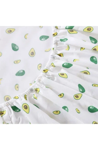 Poppy & Fritz Poppy And Fritz Avocado Print 200 Thread Count Cotton Percale Sheet Set In Green