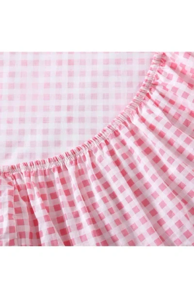 Poppy & Fritz Poppy And Fritz Gingham Plaid 200 Thread Count Cotton Percale Sheet Set In Pink