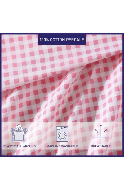 Poppy & Fritz Poppy And Fritz Gingham Plaid 200 Thread Count Cotton Percale Sheet Set In Pink