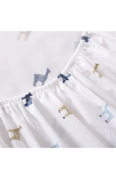 Poppy & Fritz Poppy And Fritz Llama Print 200 Thread Count Cotton Percale Sheet Set In Blue