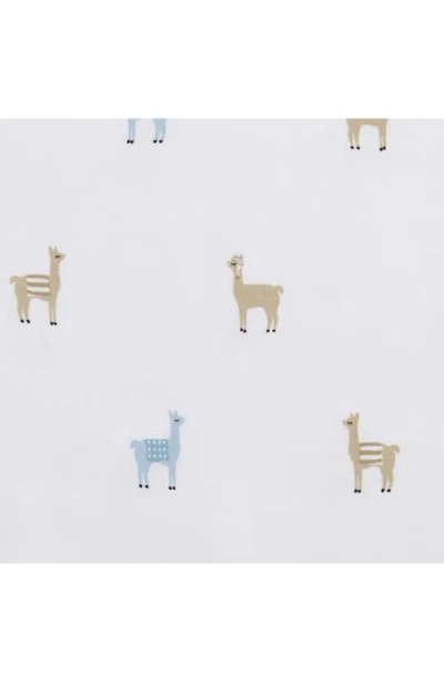 Poppy & Fritz Poppy And Fritz Llama Print 200 Thread Count Cotton Percale Sheet Set In Blue