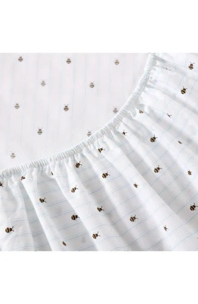 Poppy & Fritz Poppy And Fritz Bumble Bee Print 200 Thread Count Cotton Percale Sheet Set In White